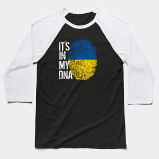 Ukraine Flag Fingerprint My Story DNA Ukrainian Baseball T-Shirt